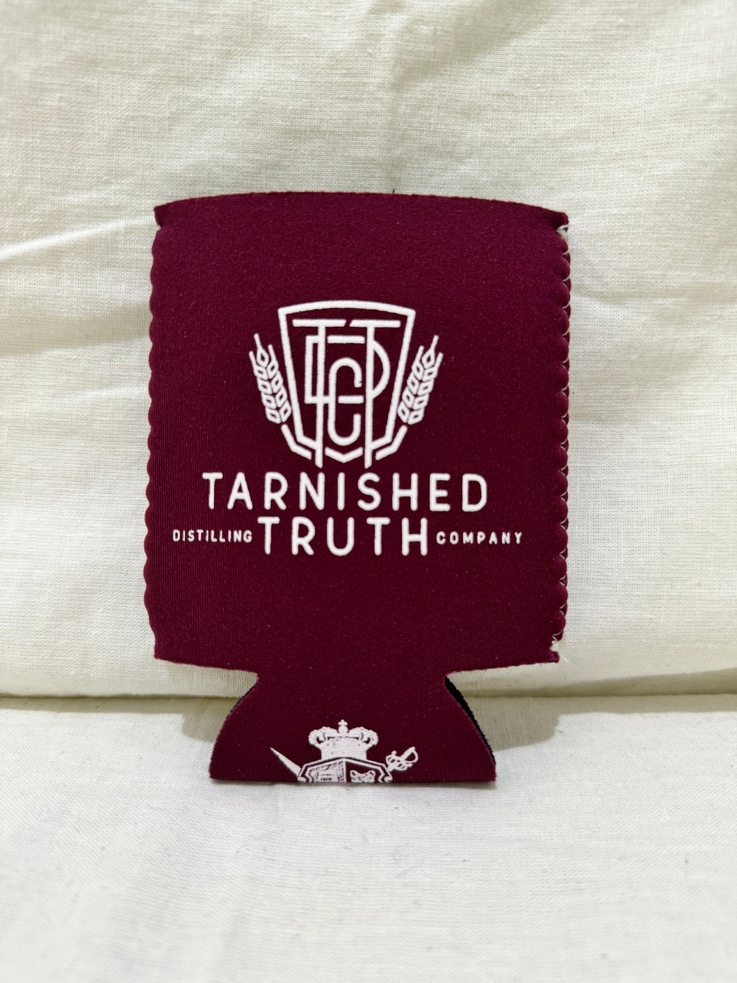 Tarnished Truth Burgundy Koozie