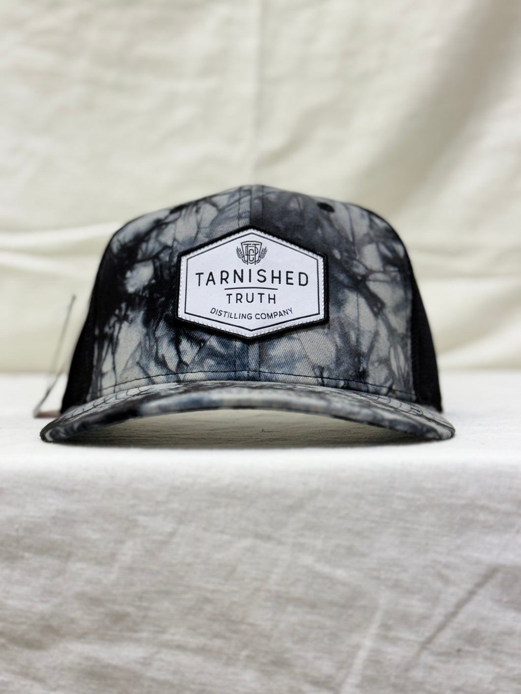 Tarnished Truth Hat - Black & White Tie Dye Patch